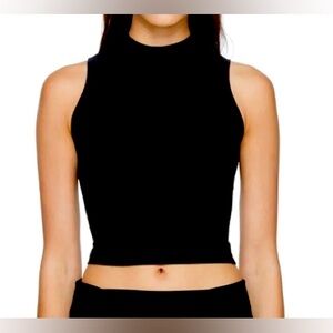 SKIMS XL Black Cotton Jersey Mock Neck Tank Top.
